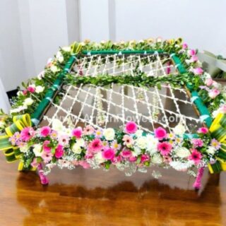 Pink & White Mix Flowers Chadar For Bride