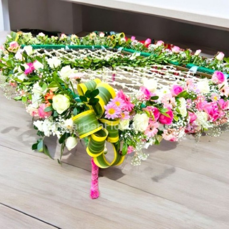 Pink & White Mix Flowers Chadar For Bride 2 Pink & White Mix Flowers Chadar For Bride