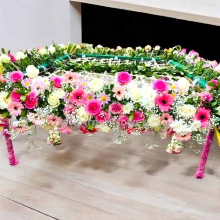 Pink & White Mix Flowers Chadar For Bride 3 Pink & White Mix Flowers Chadar For Bride