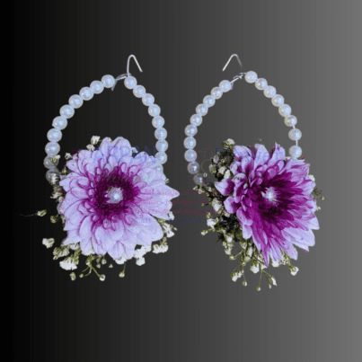 Purple Chrysanthemum With Baby's Breath Flowers Jewellery - Image 2
