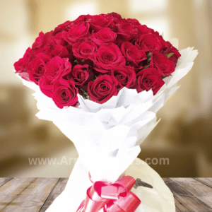 50 Red Rose With White Paper