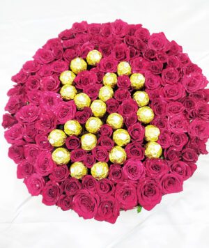 Red Rose With Ferrero Rocher chocolate Bouquet online chocolate delivery