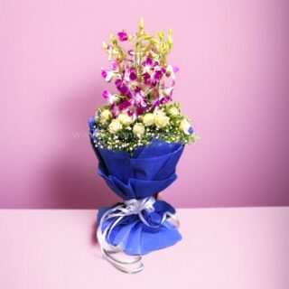 Orchid Hand Bouquet in White Paper