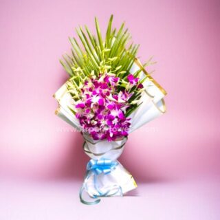 Orchid Hand Bouquet in White Paper