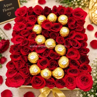 Red Rose With Ferrero Rocher chocolate Bouquet