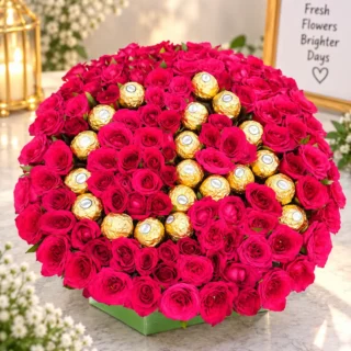 Red Rose With Ferrero Rocher chocolate Bouquet
