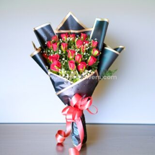 Red Rose in Black Paper