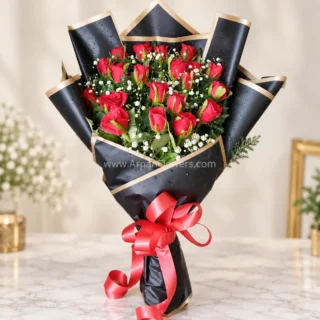 Red Rose in Black Paper