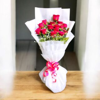 Red Rose with White Paper