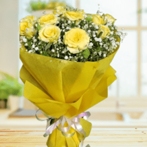 Yellow Rose With Yellow Paper Packing