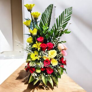 Mix Rose Basket Bouquet