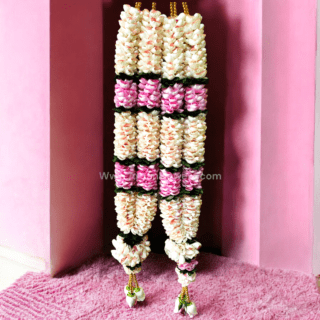 Pink and white flower garland