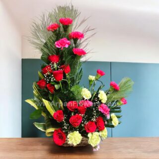 Red Roses & Pink Carnations Arrangement