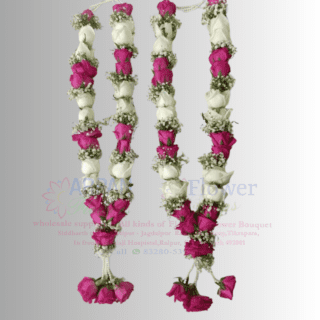 2dark pink and 2 white rose varmala online delivery