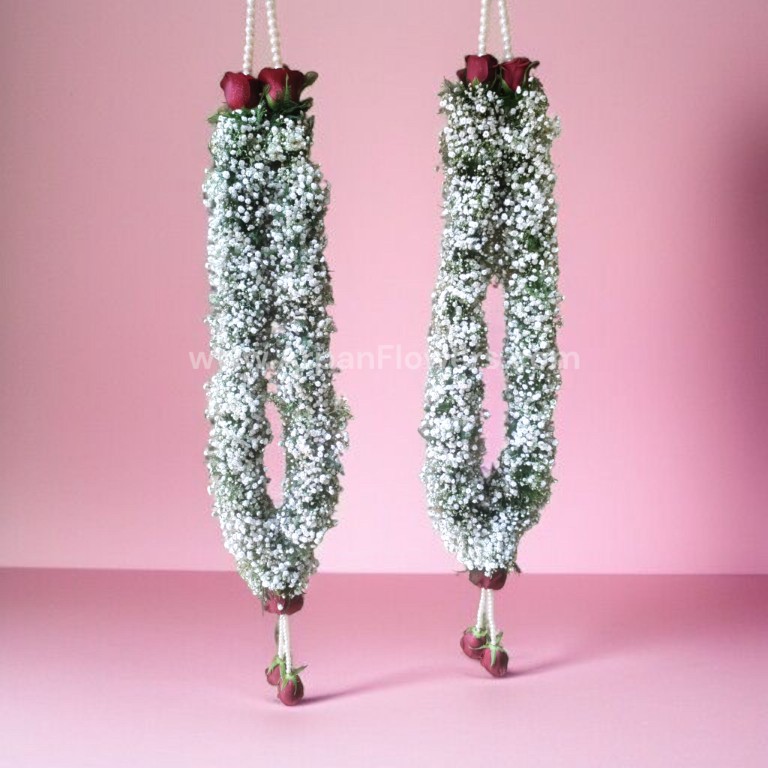 Baby's breath Garland or Varmala or Jaimala 1 Lotus and Tagar varmala or Jaimala