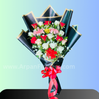 Mix Rose Bouquet In Black Paper online delivery