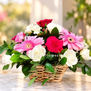 Mix flower Bouquet in Basket