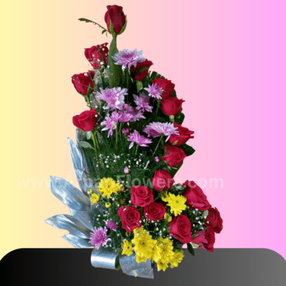 Pink and yellow chrysanthemums Bouquet online flower delivery