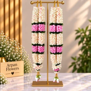 Pink and white flower garland