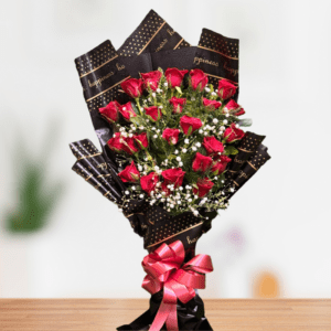 Red Roses Bouquet With Baby's Breath