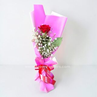 Single Red Rose bouquet