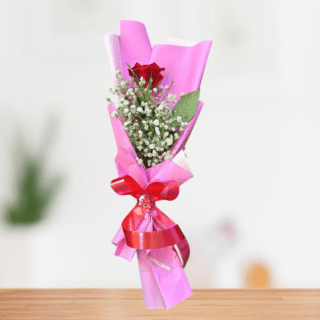 Single red rose bouquet