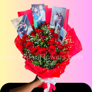 Red Rose in Red paper with PHotos online delivery