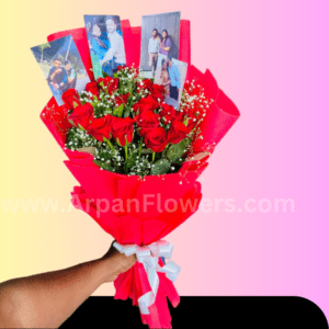 Red Rose in Red paper with PHotos online delivery in cg raipur