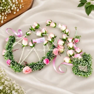 Flower Jewellery with Light Pink Roses and Gypsophila