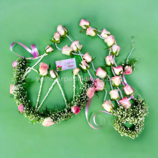 Flower Jewellery with Light Pink Roses and Gypsophila