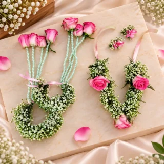 Flower Jewelry With Pink Rose and Gypsy