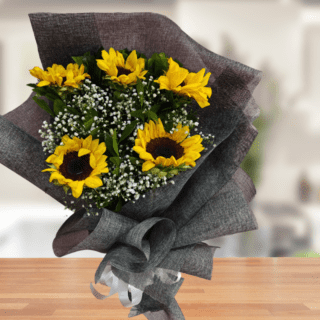 Sunflower-in-Black-paper-online-delivery