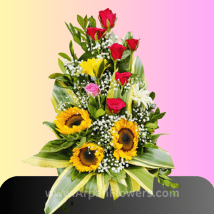 Sunflower with Red rose bouquet online delivery