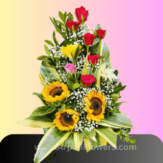 Sunflower with Red rose bouquet online delivery