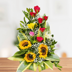 Sunflower with some Red Rose