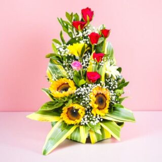 Sunflower with some Red Rose