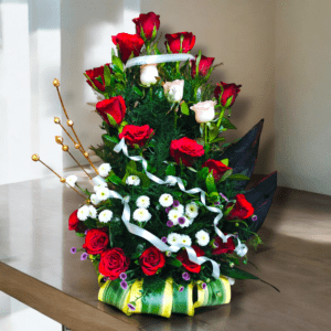 Beautiful Bouquet Red and white Flowers