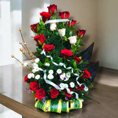 Beautiful Bouquet Red and white Flowers