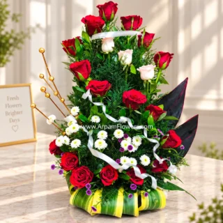 Beautiful Bouquet Red and white Flowers