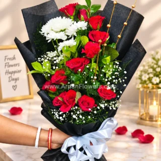 Red Rose S Shape in Black paper