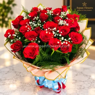 Rose in Pink Paper packing Bouquet