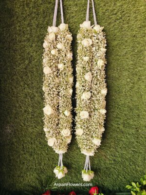 Baby's Breath With White Rose varmala - Image 3