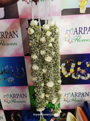 Baby's Breath With White Rose varmala - Image 2