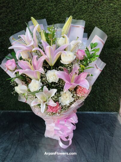 Lily's and Carnation Bouquet - Image 3