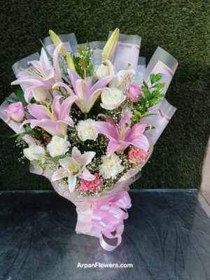 Lily's and Carnation Bouquet - Image 2