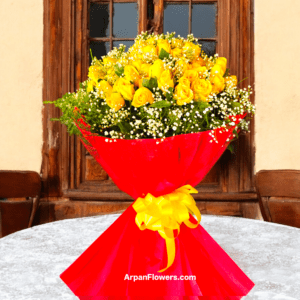 100 Yellow Rose with Baby's Breath - Image 2