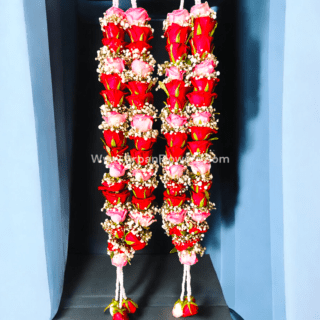 Pink And Red Rose With Baby's breath Varmala