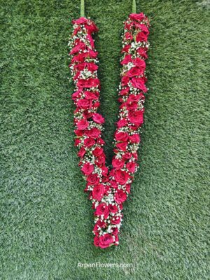 Red Rose With Baby's Breath varmala