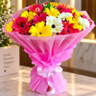 Mix Gerbera in Pink Paper