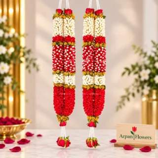 Tagar With Red Rose Petals Varmala